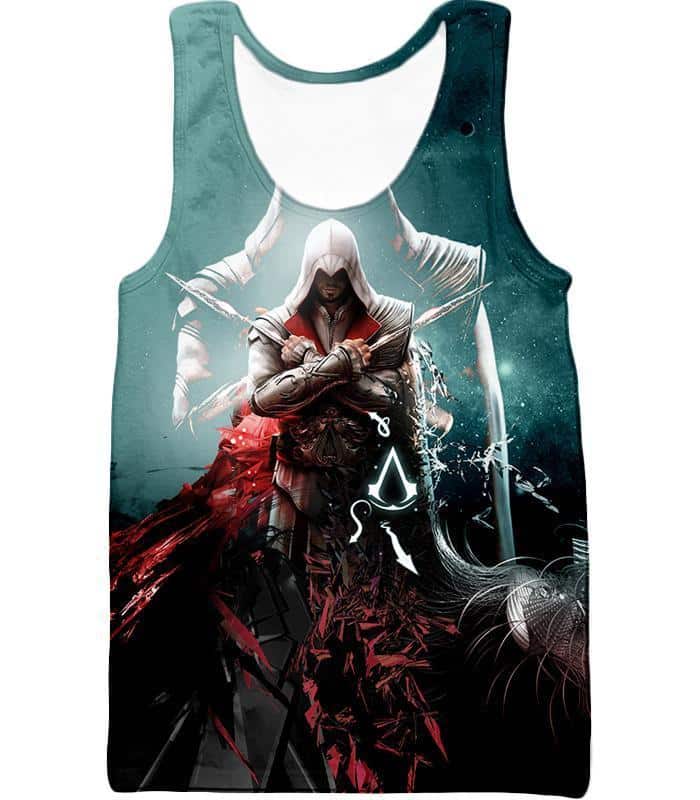 Ezio Auditore The Ultimate Assassin Cool Graphic Action Zip Up Hoodie - Tank Top