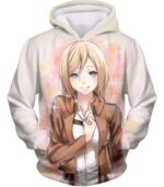 Attack On Titan Beautiful Soldier Krista Lenz White Zip Up Hoodie - Hoodie