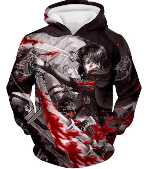 Attack On Titan Captain Levi Black And White Themed Zip Up Hoodie - Hoodie