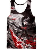 Attack On Titan Captain Levi Black And White Themed Zip Up Hoodie - Tank Top