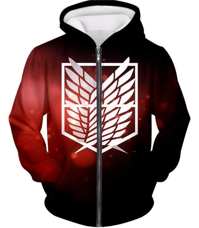 Attack On Titan Cool Survey Corps Emblem Zip Up Hoodie