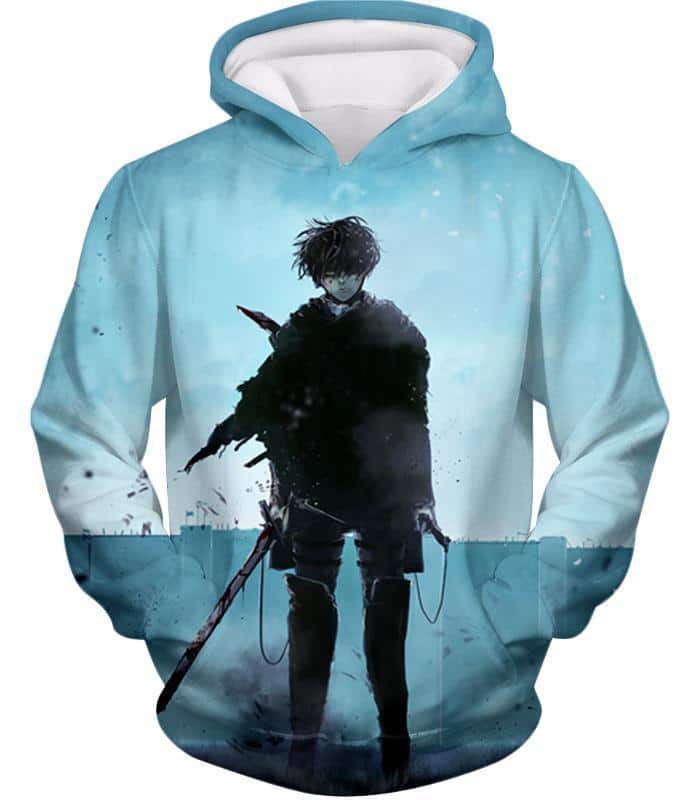 Attack On Titan Deadly Fighter Captain Levi Blue Hoodie