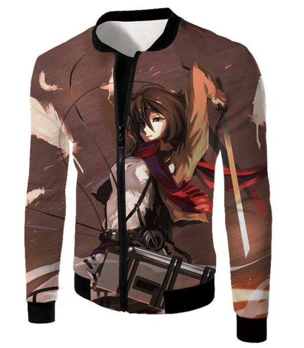 Attack On Titan The Survey Corps Emblem Black Zip Up Hoodie - Jacket