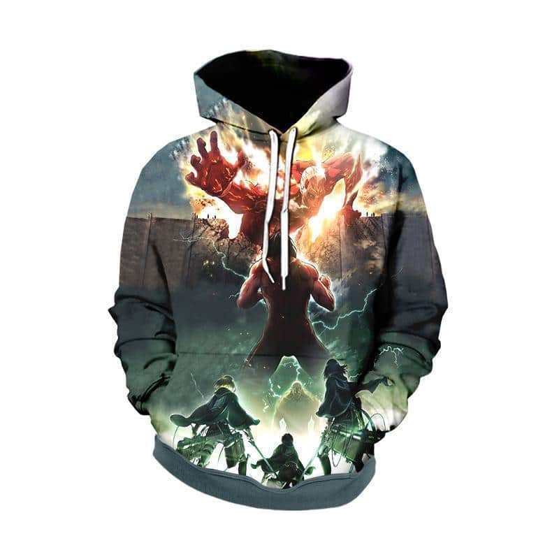 Colossal Titan With Eren Mikasa And Armin - Attack On Titan Zip Up ...