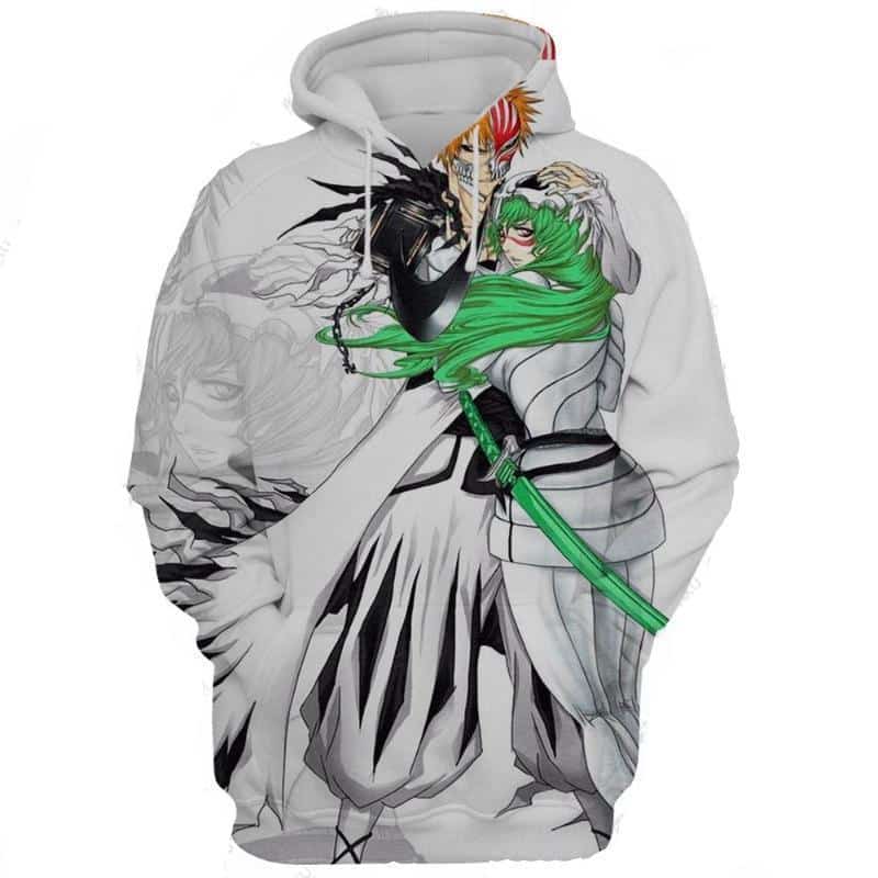 Beach Hollow Mask  Red And Green Hoodie - Bleach Anime Merchandise