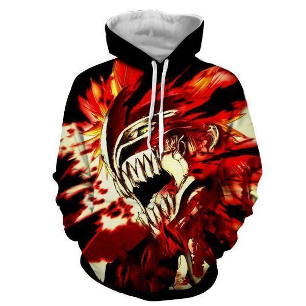 Bleach Hollow Mask 3D Remarkable Hoodie - Bleach Ichigo Hoodie