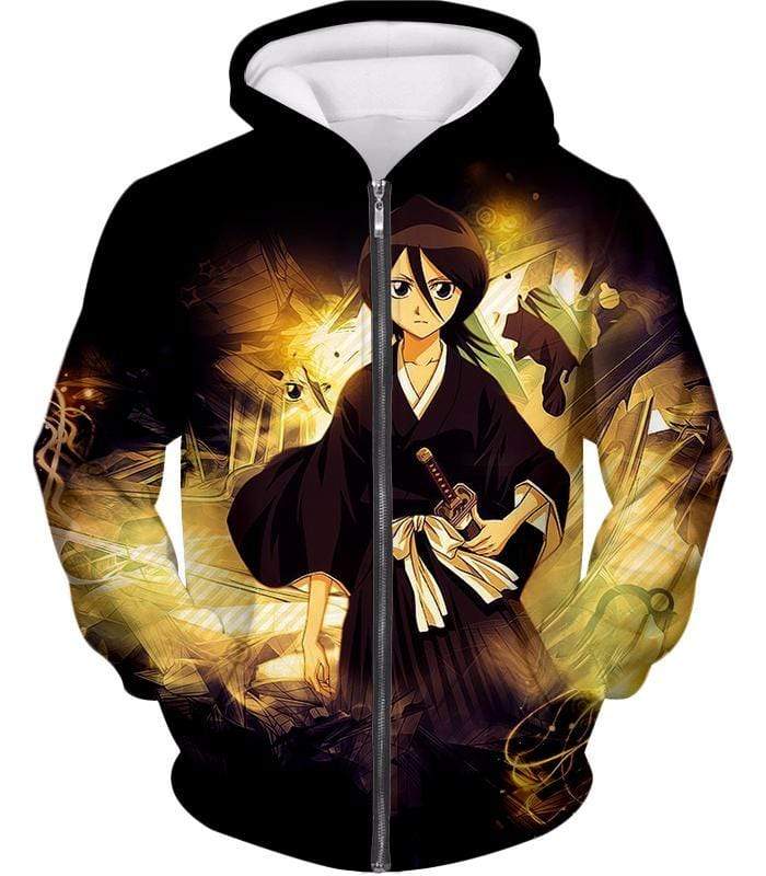 Bleach Soul Reaper Kuchiki Rukia Anime Graphic Zip Up Hoodie - Zip Up Hoodie