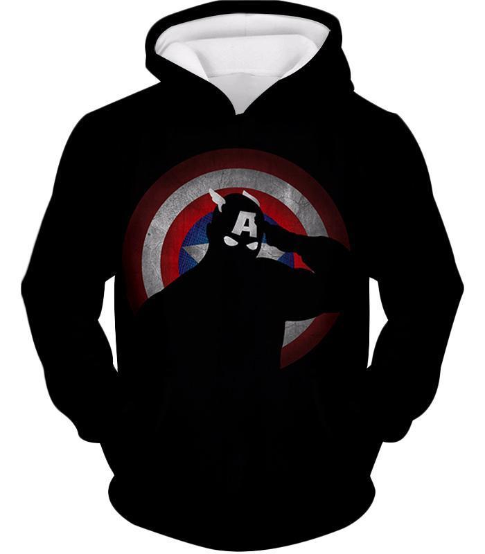 American Comic Hero Captain America Silhouette Promo Black Hoodie - Hoodie