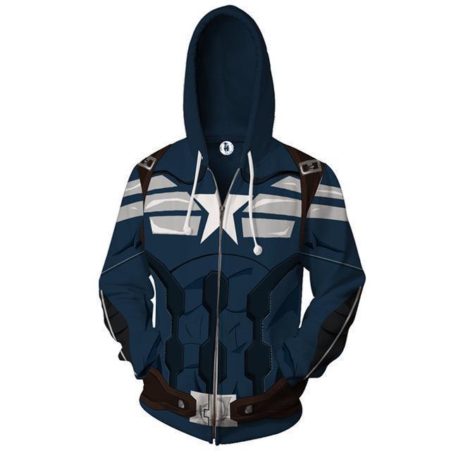 Dark Blue Captain America Superhero Hoodie Jacket