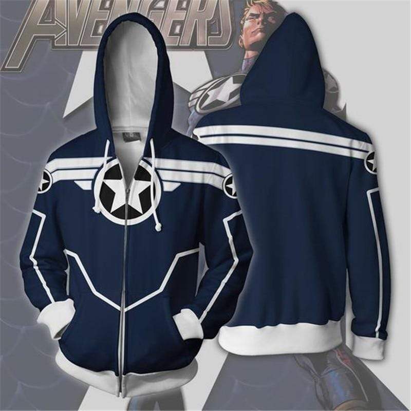Royal Blue Captain America Superhero Hoodie Jacket