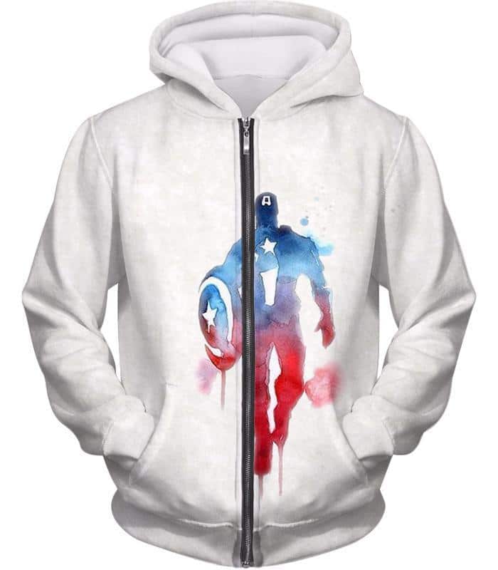 UltimateMarvelComic Hero Captain America Promo White Zip Up Hoodie