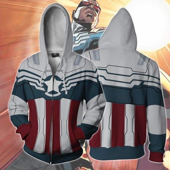 White Captain America Superhero Hoodie Jacket