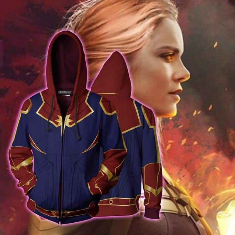 Captain Marvel Hoodie-Carol Danvers Jacket-Zip Up Hoodie