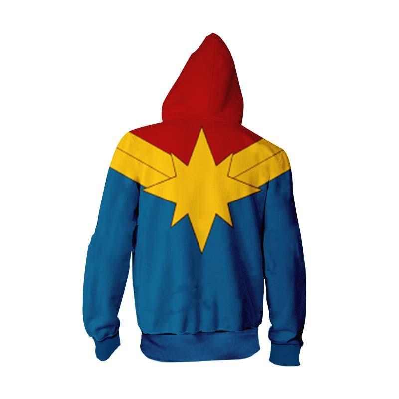 Captian Marvel Comic Style Zip Up Hoodie - Captain Marvel 3D Graphic Zip Up Hoodie