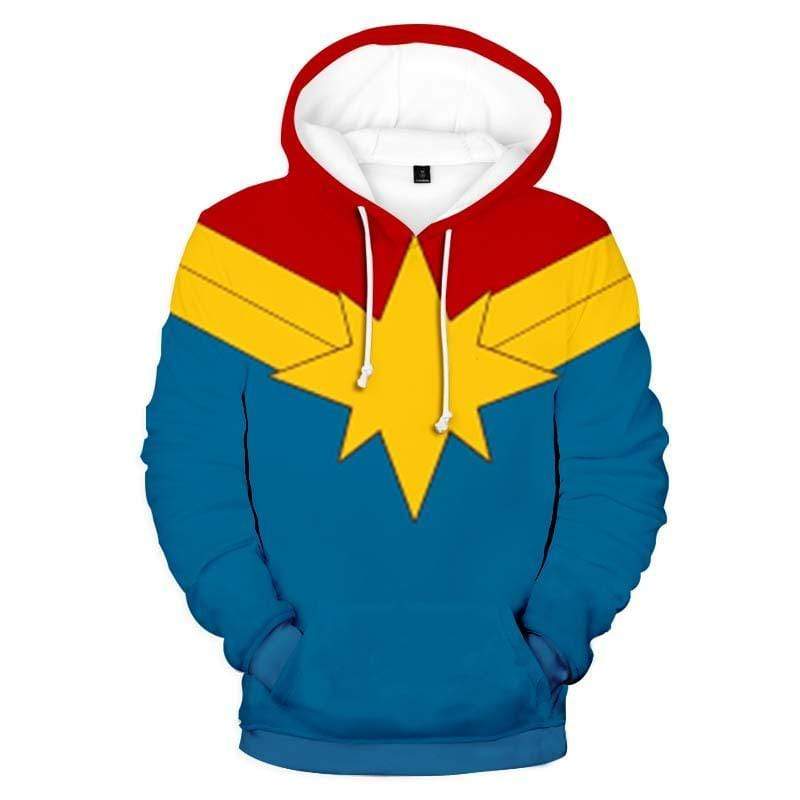Yellow Star Hoodie - Captain Marvel 3D Graphic Hoodie