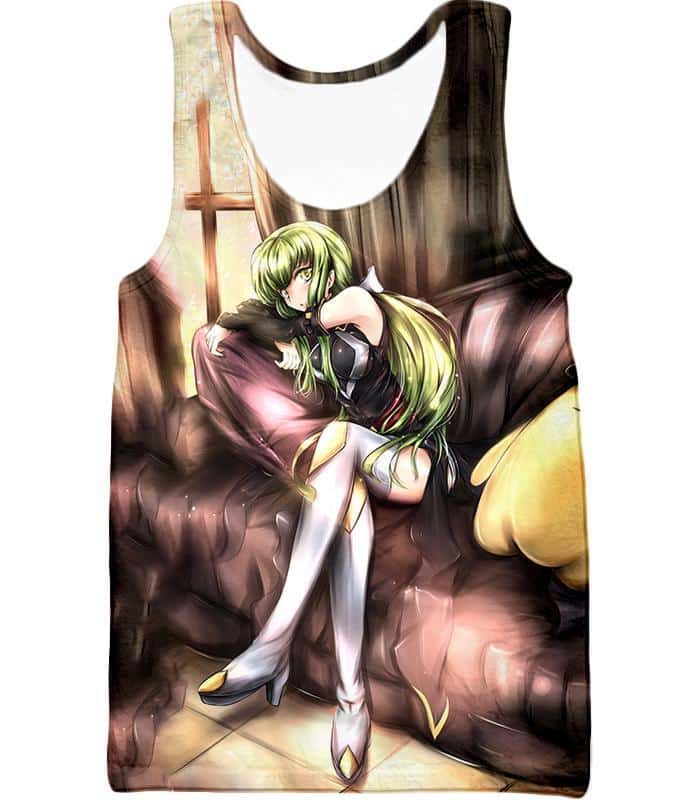 Anime Beauty C.C. The Grey Witch Cool Anime Promo Zip Up Hoodie - Tank Top