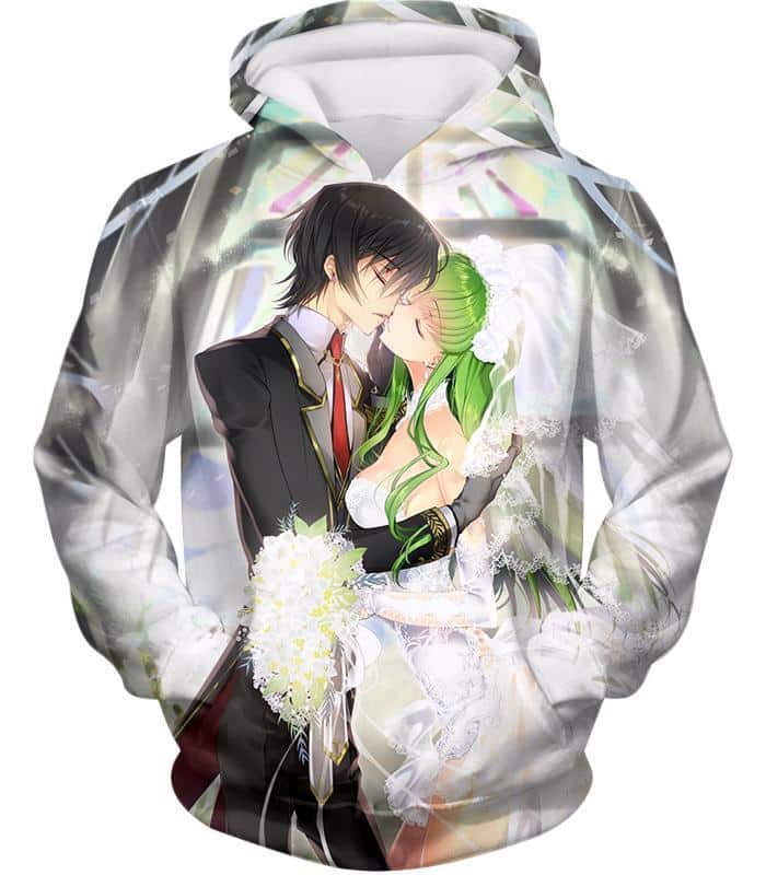 Beautiful Anime Couple Kiss C.C. X Lelouch Cute Poster Hoodie