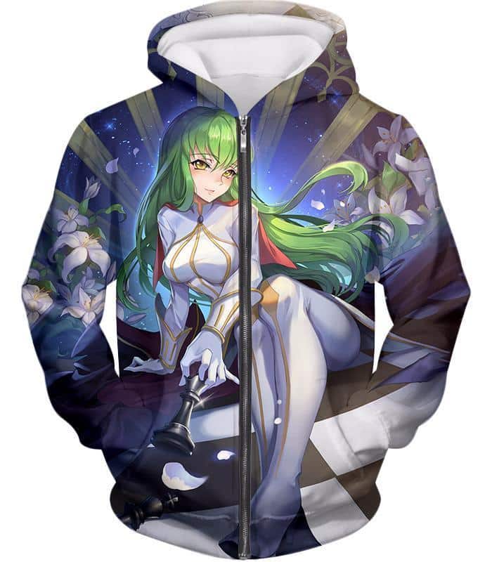 Beautiful Code Geass Green Headed Anime Girl Cool Poster Zip Up Hoodie