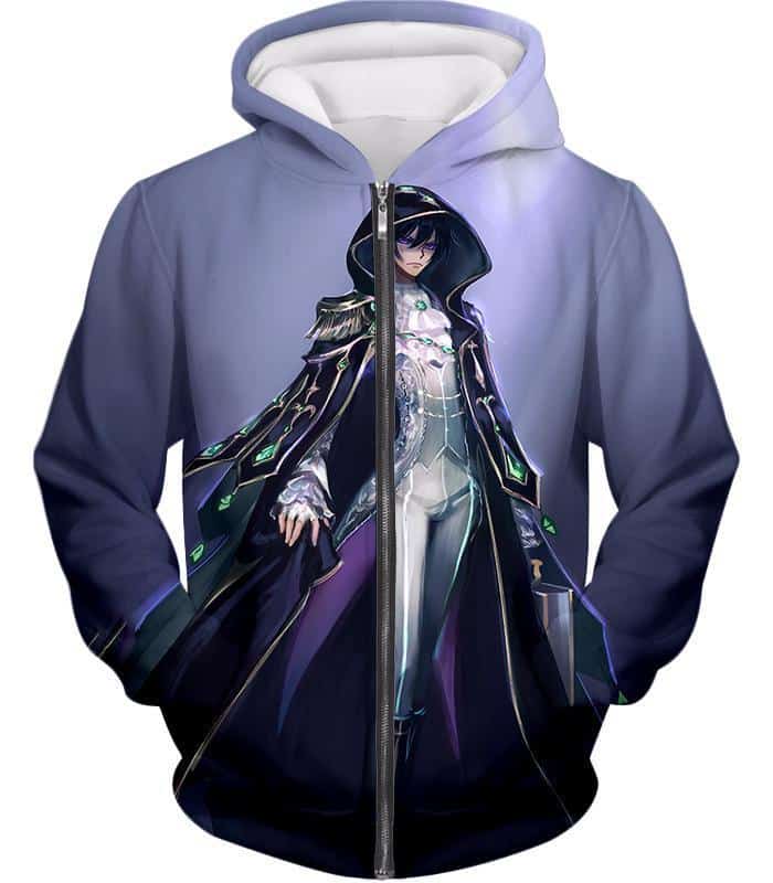 Black Prince Lelouch Vi Britannia Anime Blue Zip Up Hoodie