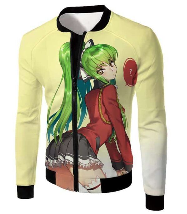 Code Geass Cute School Uniform Girl C.C. Beautiful Anime Poster Zip Up Hoodie - Jacket
