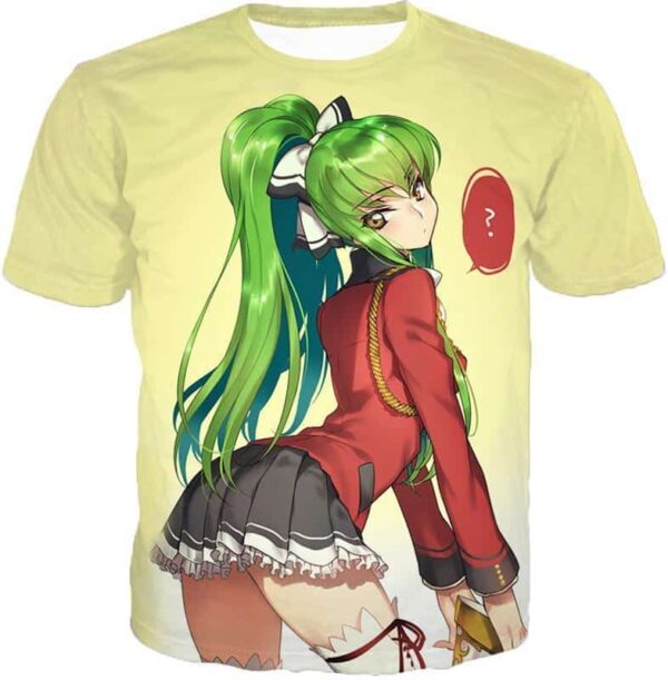 Code Geass Cute School Uniform Girl C.C. Beautiful Anime Poster Zip Up Hoodie - T-Shirt