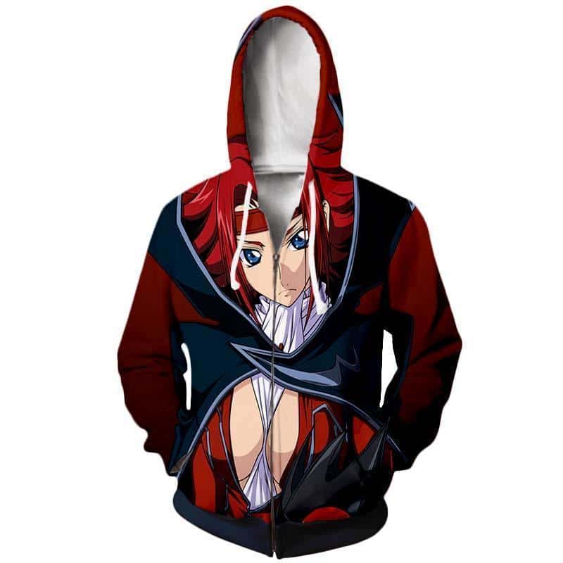 Code Geass Hoodie - Kallen Stadfeld Red Zip Up Hoodie