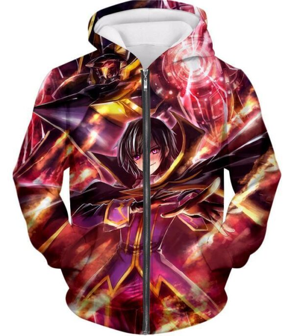 Cool Hero Zero Aka Lelouch VI Britannia With Shinkiro Cool Anime Zip Up Hoodie