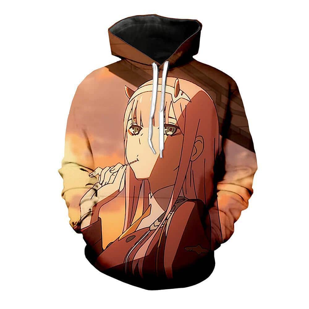 Darling In The Franxx Hoodie - Zero Two And Sunset Pullover Hoodie