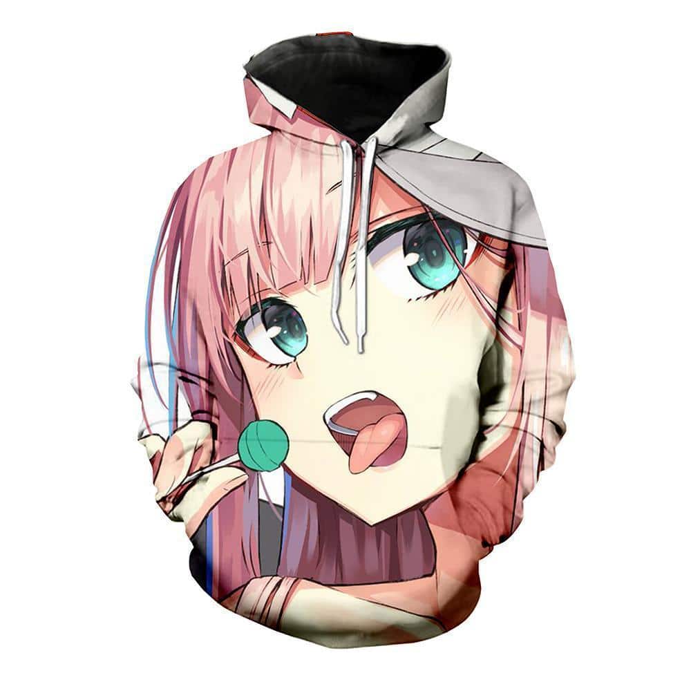 Darling In The Franxx Hoodie - Zero Two With Green Sucker Pullover Hoodie