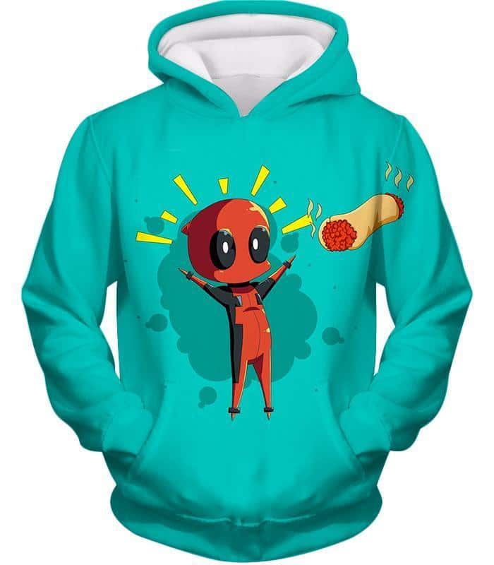 Dead Pool Hoodie - Marvel Hero Deadpool Art Blue Hoodie