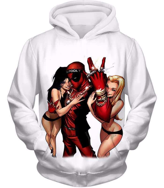 Dead Pool Hoodie - Playboy Hero Deadpool White Hoodie - Hoodie