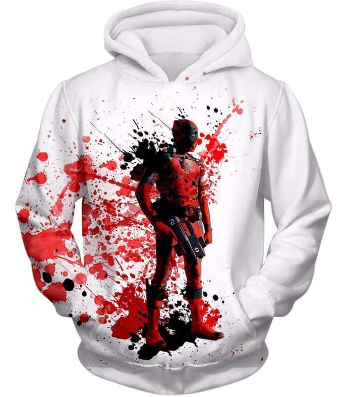 Deadpool Hoodie - Deadly Merchenary Deadpool White Hoodie