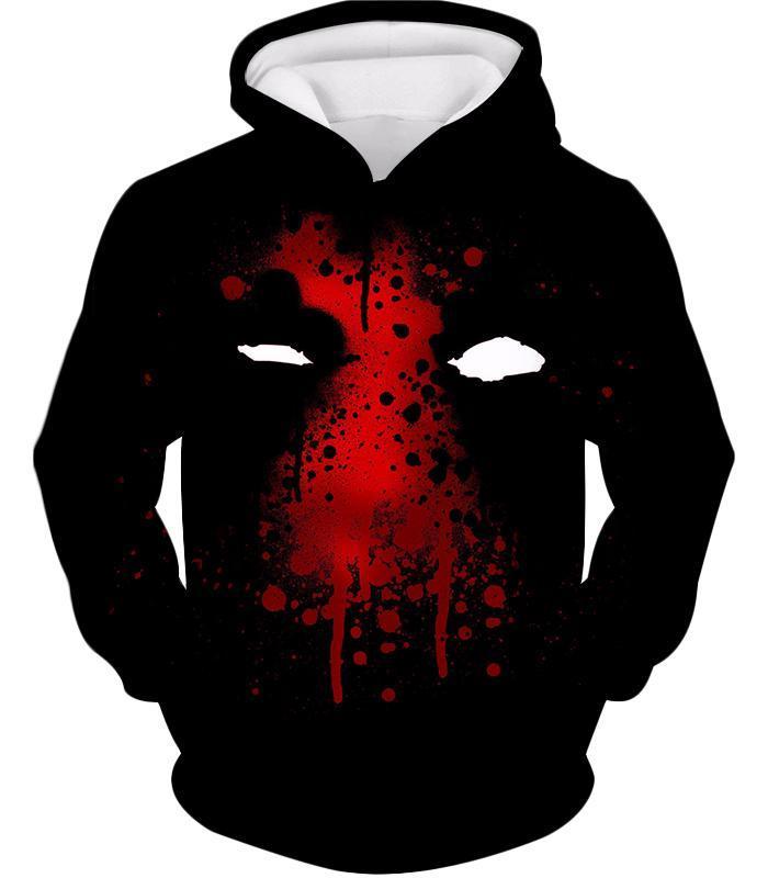 Deadpool Hoodie - Deadpool Graphic Mask Fan Art All Black Hoodie