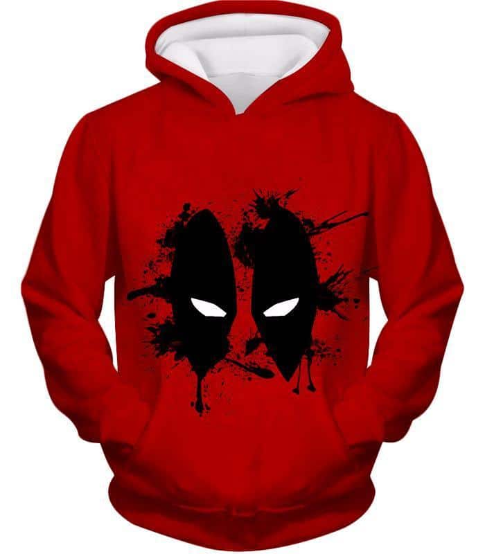Deadpool Hoodie - Red Deadpool Masked Patterned Graphic Hoodie