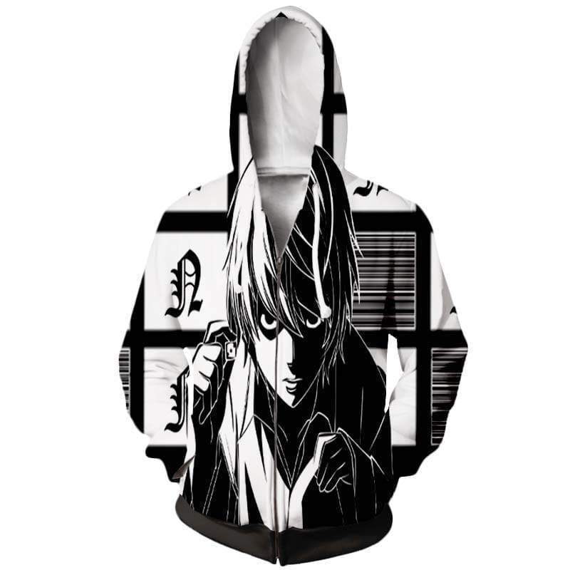 Death Note Near  And A  Dice  Zip Up Hoodie - Death Note Apparel Hoodie