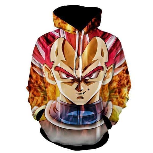 Dragon Ball Hoodie Super Z Vegeta SSJ God 3D Graphic Hoodie