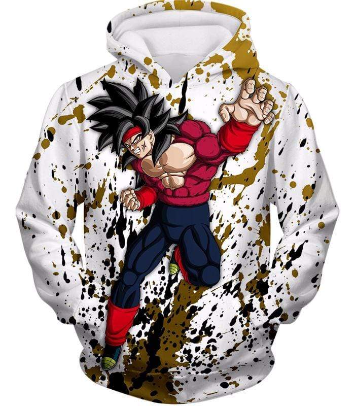 Dragon Ball Super Bardock Super Saiyan 4 Action White Hoodie - DBZ Clothing Hoodie - Hoodie