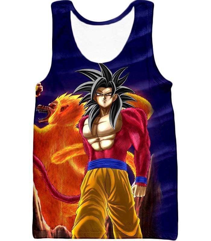 Dragon Ball Super Controlled Beast Form Goku Super Saiyan 4 Blue Zip Up Hoodie - Tank Top