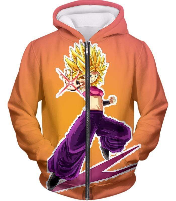 Dragon Ball Super Female Super Saiyan Caulifla Rose Zip Up Hoodie - Zip Up Hoodie