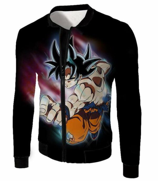 Dragon Ball Super Form Goku Ultra Instinct Cool Action Black Zip Up Hoodie - Dragon Ball Super Hoodie - Jacket