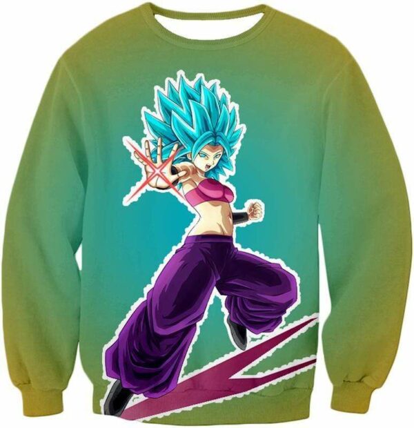 Dragon Ball Super Godly Form Caulifla Super Saiyan Blue Hoodie - Sweatshirt