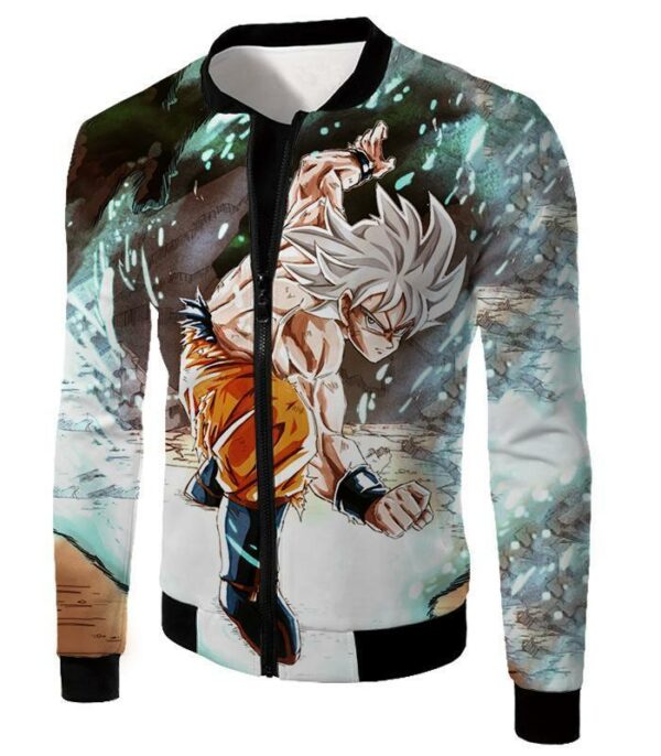 Dragon Ball Super Goku Super Saiyan White Graphic Hoodie - Jacket