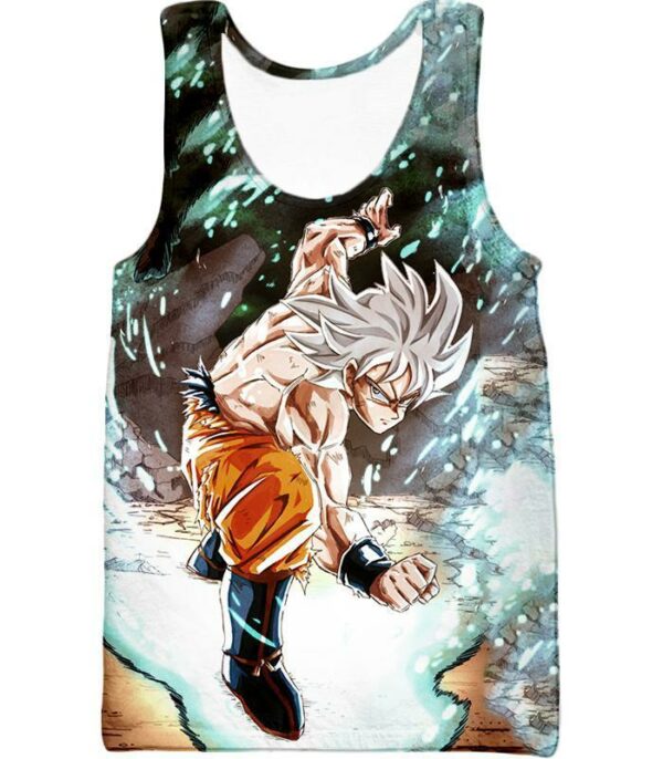 Dragon Ball Super Goku Super Saiyan White Graphic Hoodie - Tank Top