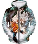 Dragon Ball Super Goku Super Saiyan White Graphic Hoodie - Zip Up Hoodie
