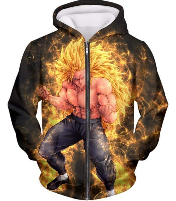 Dragon Ball Super Incredible Warrior Goku Super Saiyan 3 Cool Black Hoodie - Zip Up Hoodie