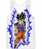 Dragon Ball Super Latest Form Goku Ultra Instinct Super Cool Action White Zip Up Hoodie - DBZ Hoodie - Tank Top