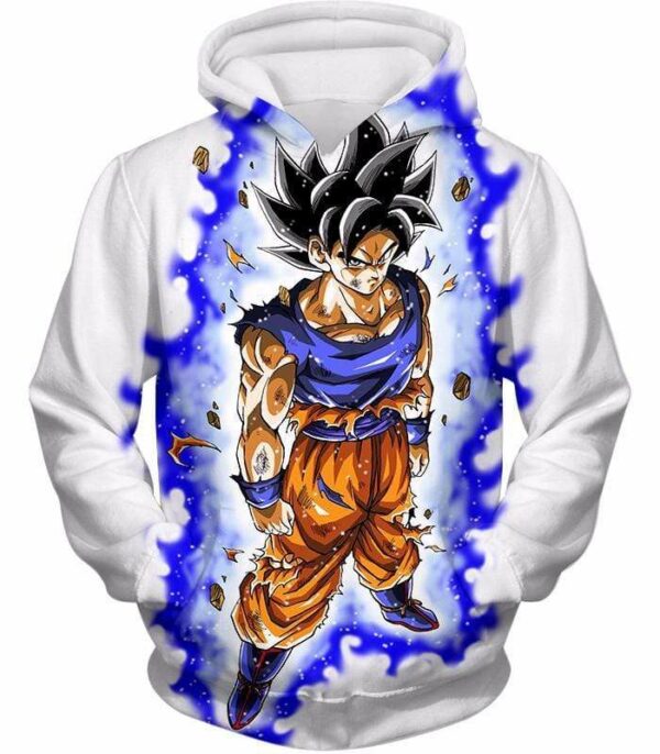 Dragon Ball Super Latest Form Goku Ultra Instinct Super Cool Action White Zip Up Hoodie - DBZ Hoodie - Hoodie