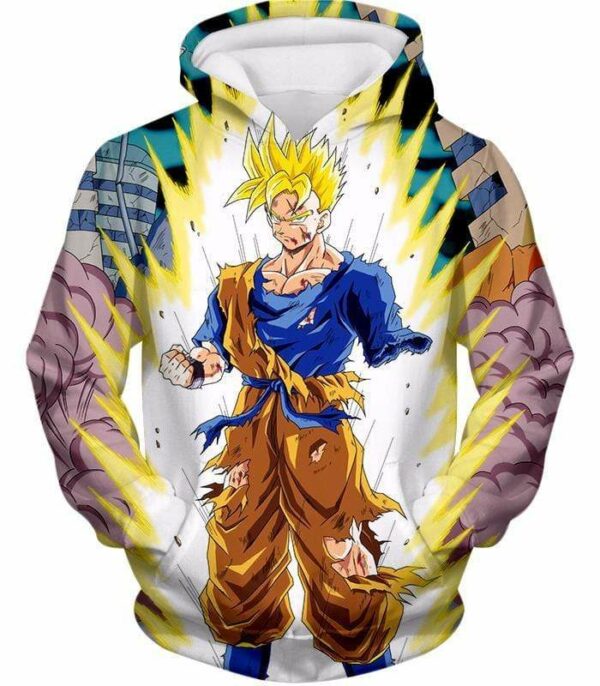 Dragon Ball Super One Handed Goku Super Saiyan Action Graphic Hoodie - Hoodie