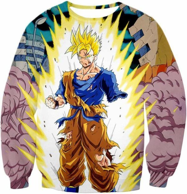 Dragon Ball Super One Handed Goku Super Saiyan Action Graphic Hoodie - Sweatshirt