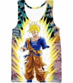 Dragon Ball Super One Handed Goku Super Saiyan Action Graphic Hoodie - Tank Top